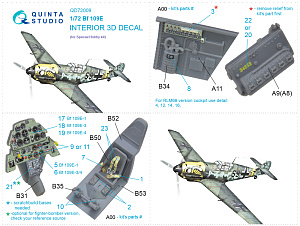 3D Декаль интерьера кабины Bf 109E (Special Hobby)