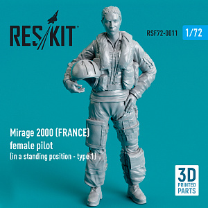 Additions (3D resin printing) 1/72 Dassault-Mirage 2000B/2000D/2000N (FRANCE) female pilot (in a standing position - type 1) (ResKit)