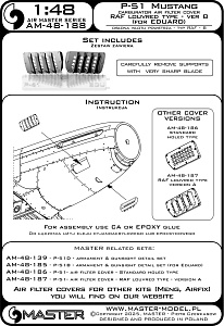Aircraft detailing sets (resin) 1/48 P-51 Mustang - carburator air filter cover - RAF louvred type - version B (designed to be used with Eduard kits)