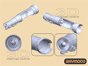 Additions (3D resin printing) 1/48 Turbo Jet Engine R-15B-300 (2 sets) (for MiG-25) (Raymoco)