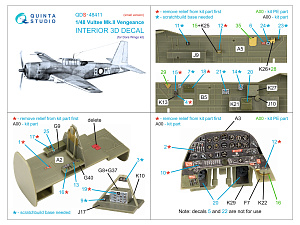 Vultee Mk.II Vengeance 3D-Printed & coloured Interior on decal paper (Dora Wings) (Small version)