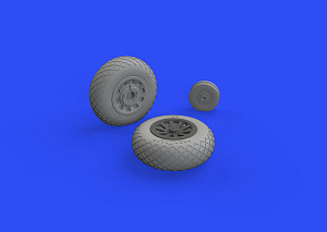 Additions (3D resin printing) 1/48       North-American P-51D-5 Mustang wheels with weighted tyre effect diamond tread 2 (designed to be used with Eduard kits) 