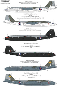 Decal 1/72  BAC/EE Canberra B.2 (6) (Xtradecal)