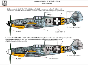 Decal 1/48 Messerschmitt Bf 109G-2/G-4 (2x camo) (HAD)