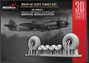 Additions (3D resin printing) 1/48 BRISTOL BEAUFIGHTER Wheels under load v3 (RESArm)