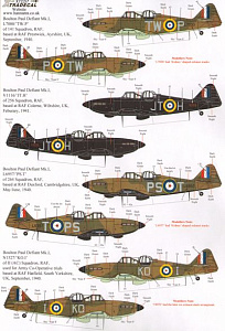 Decal 1/72 Boulton-Paul Defiant Mk.Is (10) (Xtradecal)