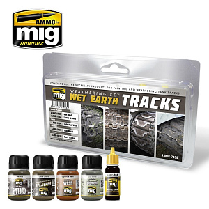 Wet Earth Tracks Weathering Set (Ammo Mig)