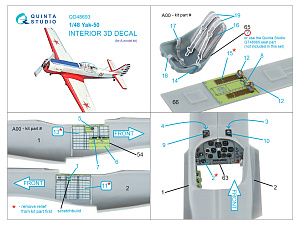 Yak-50 3D-Printed & coloured Interior on decal paper (A-model)