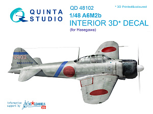 A6M2 3D-Printed & coloured Interior on decal paper (for Hasegawa kit)
