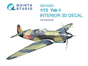 Yak-1 3D-Printed & coloured Interior on decal paper (Zvezda) (for pre-order only)