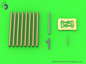 Aircraft detailing sets (brass) 1/32 Republic P-47D/P-47N Thunderbolt - Browning .50 blast tubes, gunsight and Pitot Tube (designed to be used with Hasegawa, Revell and Trumpeter kits) 