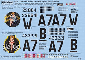 Decal 1/32 Republic P-47D Thunderbolt 368th FG 395th FS (2) (Kits-World)