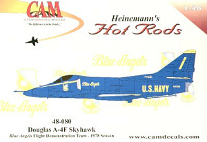 Decal 1/48 Douglas A-4F Skyhawk Blue Angels Team 1 - 6. Includes serials and names for 1978 team (CAM)
