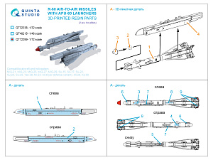 R-60 Air-to-air Missiles with APU-60  Launchers, 2 pcs (for all kits)