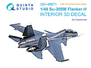 Su-30SM 3D-Printed & coloured Interior on decal paper (Zvezda) (with 3D-printed resin parts)