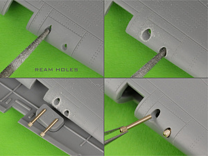 Aircraft detailing sets (brass) 1/48 Hawker Hurricane Mk.IIb - Browning .303 cal barrel tips & bead sight mount