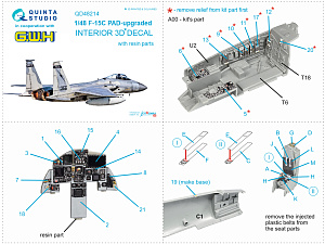 F-15C PAD-upgraded 3D-Printed & coloured Interior on decal paper with resin parts (GWH)