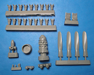 Additions (resin parts) 1/48 P-47N Corrected Engine, Propeller and Exhaust Vents (Academy) (Vector) 