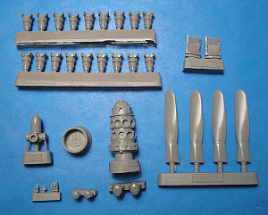 Additions (cast) 1/48 P-47N Corrected Engine, Propeller and Exhaust Vents (Academy) (Vector) 