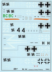 Decal 1/72 Messerschmitt Me-262A/Me-262B Collection (8) (Aims)