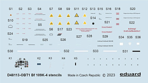 Decal 1/48 Bf 109K-4 stencils