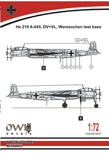 Decal 1/72 Heinkel He.219A-0 DV+DL (Owl Decals)