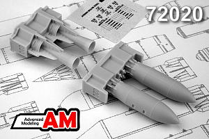 Additions (3D resin printing) 1/72 FAB-500T High-Explosive 500 kg bomb (set contains four bombs) (Advanced Modeling) 