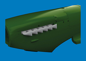 Additions (3D resin printing) 1/72 Supermarine Spitfire Mk.V six-stacks exhaust fishtail 3D-Printed 1/72 (designed to be used with Eduard kits)