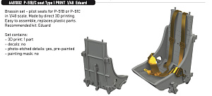 Additions (3D resin printing) 1/48 North-American P-51B/P-51C seat Type 1 3D-Printed 1/48 (designed to be used with Eduard kits) 