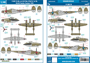 Decal 1/48 Lockheed P-38F/G Lightning x 5 aircraft