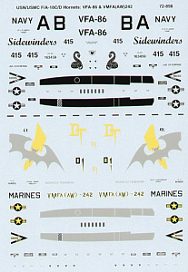 Decal 1/72 McDonnell-Douglas F/A-18C / F/A-18D Hornets (2) (Microscale)