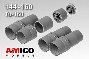 Additions (3D resin printing) 1/144 NK-32 engine exhaust nozzles for Tu-160 model (Amigo Models)
