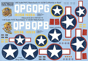 Decal 1/48 Republic P-47C Thunderbolt 'Razorback' (Kits-World)