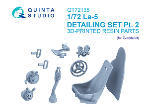 La-5 Detailing Set Pt.2. Cockpit parts: Pilot's seat and Armor plate, Control stick, Gunsight, Throttle quadrant and others (Zvezda)