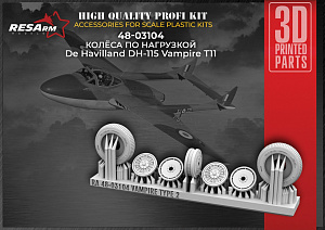 Additions (3D resin printing) 1/48 De Havilland DH-115 Vampire T11 Wheels under load (RESArm)