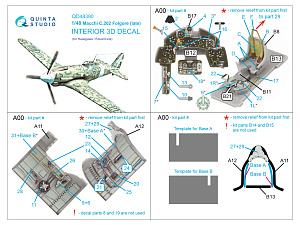 Macchi C.202 Folgore Late 3D-Printed & coloured Interior on decal paper (Hasegawa/Eduard)