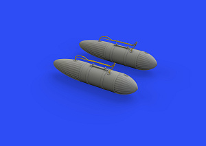 Additions (3D resin printing) 1/48 North-American P-51D-5 Mustang 108gal drop tanks (designed to be used with Eduard kits) 