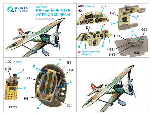 Henschel Hs 123A/B 3D-Printed & coloured Interior on decal paper (GasPatch models)