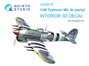 Hawker Typhoon Mk.1b early 3D-Printed & coloured Interior on decal paper (Hasegawa)