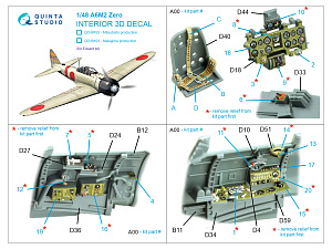 A6M2 Zero Nakajima Production 3D-Printed & coloured Interior on decal paper (Eduard)