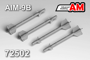 Additions (3D resin printing) 1/72 Set of 4 AIM-9B missile models (Advanced Modeling) 
