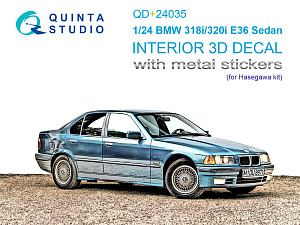 BMW 318i/320i E36 Sedan 3D-Printed & coloured Interior on decal paper (Hasegawa) (with metal sticker parts)