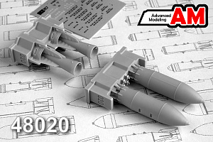 Additions (3D resin printing) 1/48 FAB-500T High-Explosive 500 kg bomb (set contains four bombs) (Advanced Modeling) 