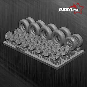 Additions (3D resin printing) 1/72 Wheels for Tu-16 (under load) (RESArm)