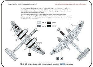Decal 1/72 Heinkel He.219V-019 DV+VI (catapult test machine) (Owl Decals)