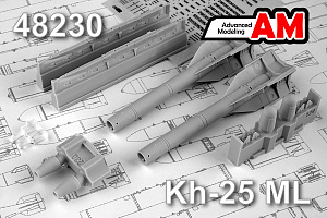 Additions (3D resin printing) 1/48 Aircraft guided missile Kh-25ML with launcher APU-68UM2 (Advanced Modeling) 