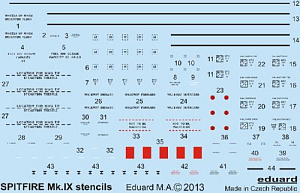 Decal 1/48 Supermarine Spitfire Mk.IXc stencils