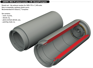 Additions (3D resin printing) 1/48 Mikoyan MiG-19 exhaust nozzles (designed to be used with Eduard kits and Trumpeter kits)