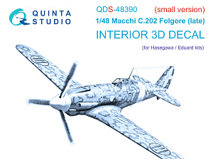 Macchi C.202 Folgore Late 3D-Printed & coloured Interior on decal paper (Hasegawa/Eduard) (Small version)