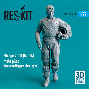 Additions (3D resin printing) 1/72 Dassault-Mirage 2000B/2000D/2000N (INDIA) male pilot (in a standing position - type 1) (ResKit)